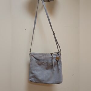 Fossil Light Gray Leather Crossbody Bag